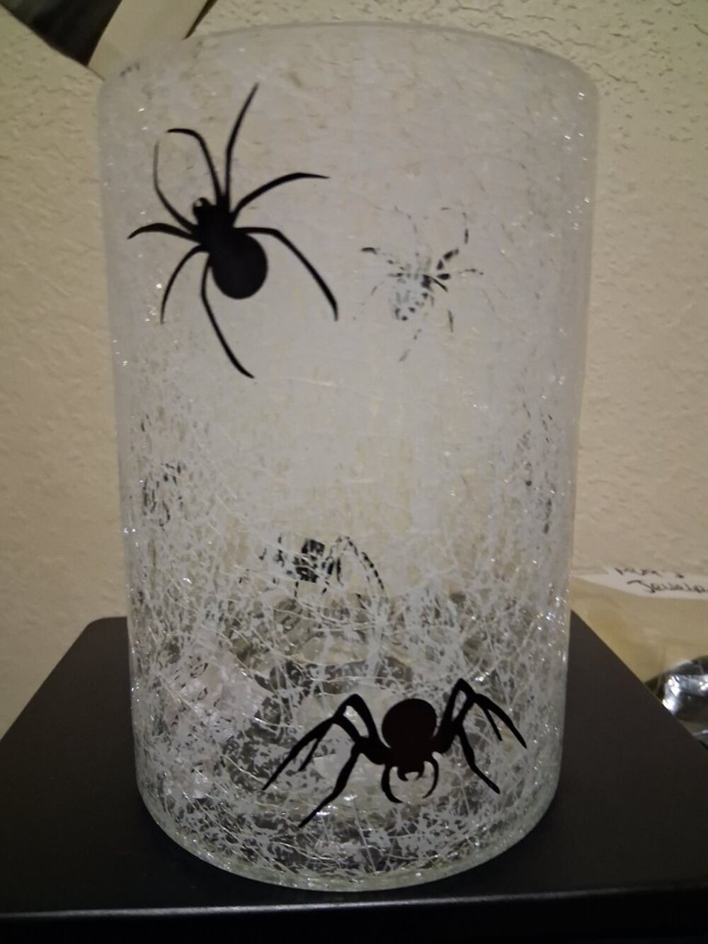 Yankee Candle Spider Web Crackle Glass Jar Candle Holder Hurricane Holder NIB